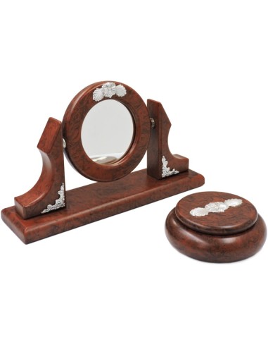 Set Specchio e Scatola in Radica di Noce e Argento 925
