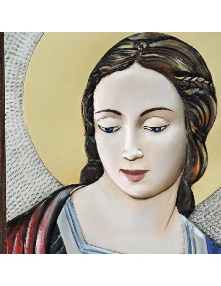 Quadro Sacro Capezzale Capoletto Con Gesù Cornice Via Crucis in Argento 