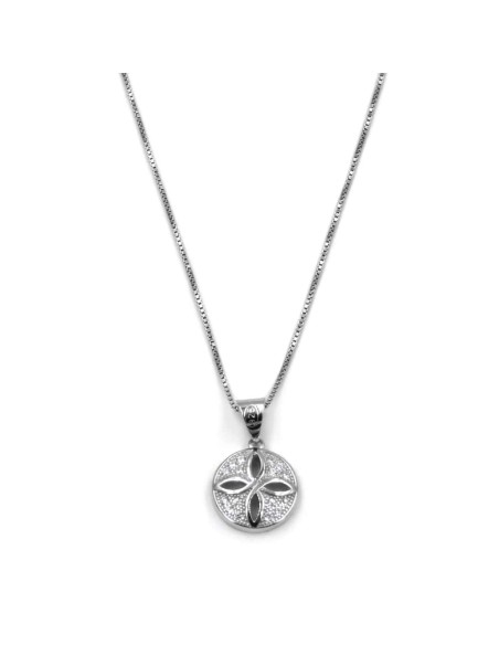 Bracciale Catena Donna in Argento 925 Rodiato con Ciondolo Doppio Cuore