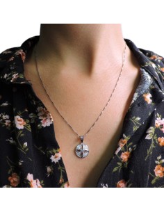 Sterling Silver Necklace with Flower Medal  2