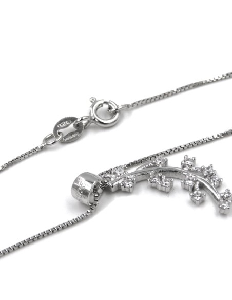 Bracciale Catena Donna in Argento 925 Rodiato con Ciondolo Doppio Cuore