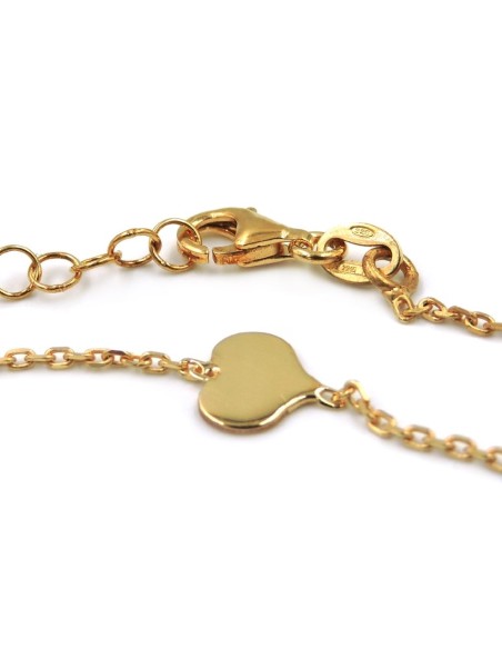 Bracciale Catena Donna in Argento 925 Rodiato con Ciondolo Doppio Cuore