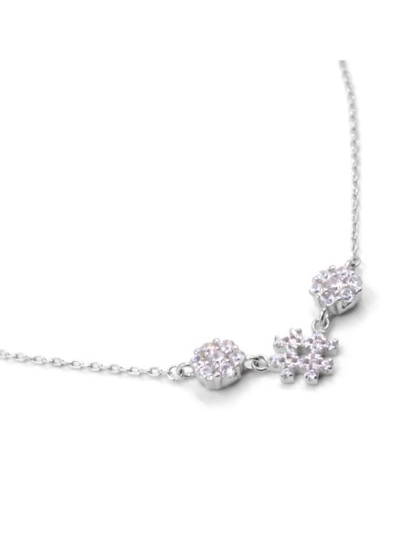 Bracciale Catena Donna in Argento 925 Rodiato con Ciondolo Doppio Cuore