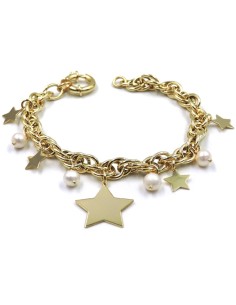 Gold Plated Sterling Silver Bracelet with Pearls and...