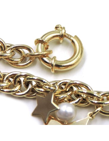 Bracciale in Argento Placcato Oro con Perle e...