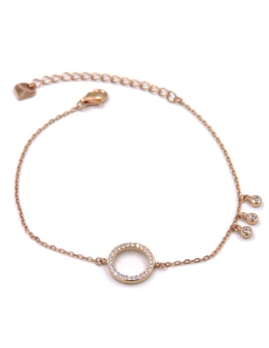 Circle Bracelet, Pink Gold Plated 925 Sterling Silver 