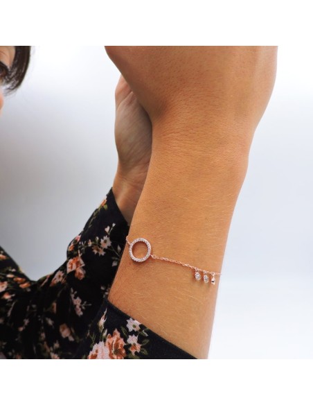 Bracciale Catena Donna in Argento 925 Rodiato Con Ciondolo Doppia Stella
