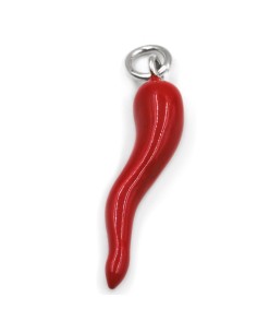 Red Enamelled Silver Horn Pendant 