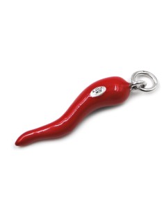Red Enamelled Silver Horn Pendant  2
