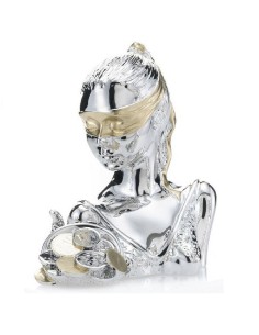Busto Dea Bendata con Euro in Laminato Argento 
