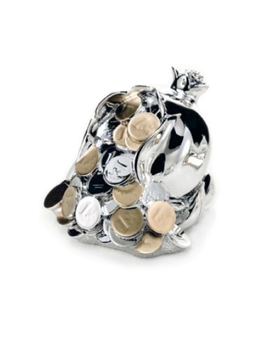 Pomegranate with Coins Silver Coated Resin...