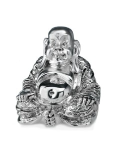 Älterer Buddha aus Versilberter Harz