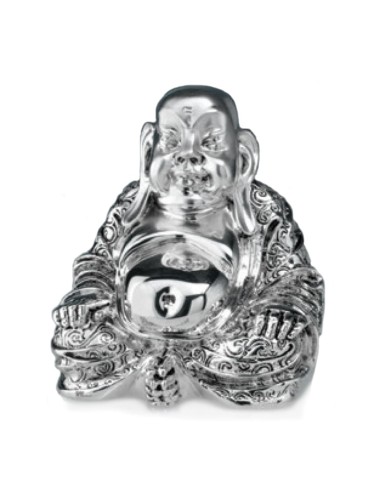 Älterer Buddha aus Versilberter Harz