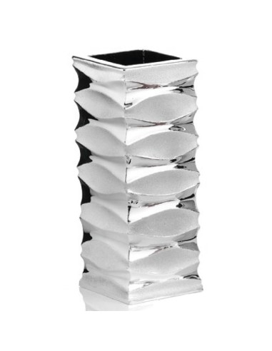 Vaso Onde Lucide e Satinate in Resina Argentata