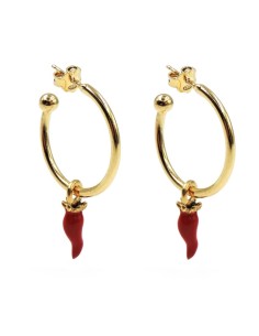 Red Horn Hoop Earrings 