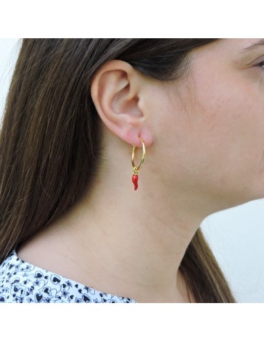 Cerchi in Argento Placcato Oro con Corno e...