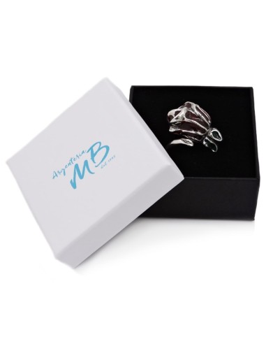 Rose Enamelled Solid Silver Ring 