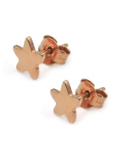 Pink Gold Plated 925 Sterling Silver Star Stud Earrings 