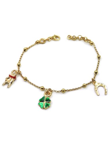 Gold Plated Sterling Silver Bracelet with Lucky...