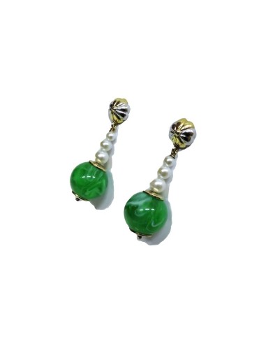 Orecchini in Argento 800 Pendenti Con Perline e...