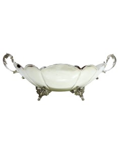 Solid Silver Striped Jatte with Legs and Handles