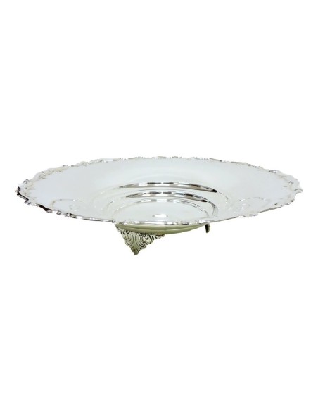 800 Sterling Silver glossy bon bon bowl with legs and embroidered edge