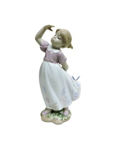 Little Girl with Butterfly on Dress Spanish Fine...