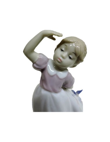 Scultura Bambina con Farfalla sul Vestito in...