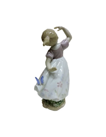 Scultura Bambina con Farfalla sul Vestito in Finissima Porcellana Spagnola by Morena