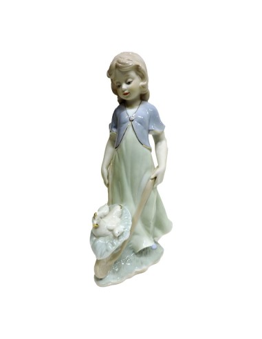 Little Girl With Barrow Fine Porcelain Sculpture by Siro Time