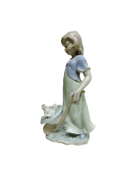 Little Girl With Barrow Fine Porcelain Sculpture by Siro Time