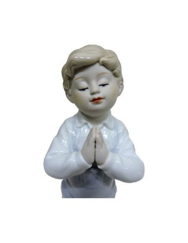 Scultura Bambino che Prega in Fine Porcellana...