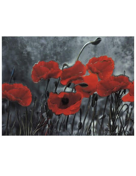 Poppies Modern Painting Mixed Technique on Wood cm 72 x 52