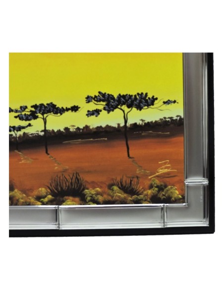 Quadro su Tavola Savana con Cornice in Laminato Argento by Re Argento