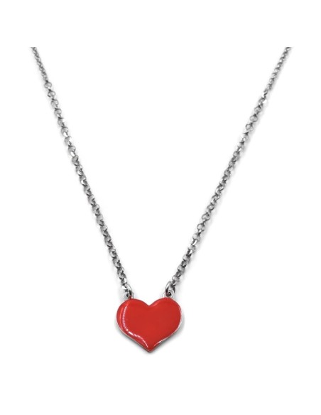 Collana Cuore Rosso in Argento Smaltato