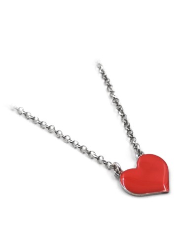 Sterling Silver Red Heart Necklace 