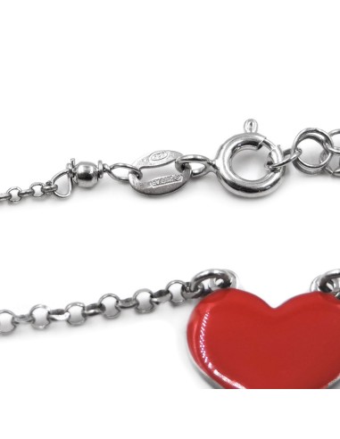 Sterling Silver Red Heart Necklace 