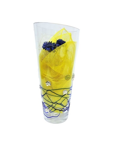 Blown Glass Jar with Blue Decoration and 925...