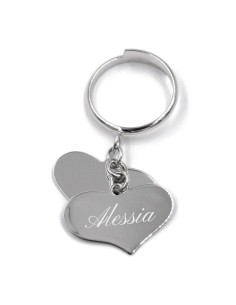 Customizable Sterling Silver Ring with Two Heart Shaped...