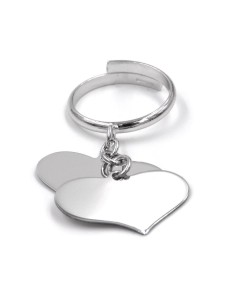 Customizable Sterling Silver Ring with Two Heart Shaped... 2