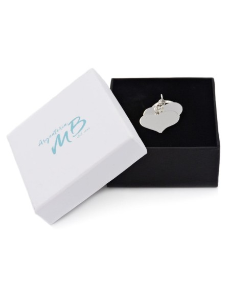 Customizable Sterling Silver Ring with Two Heart Shaped Pendants