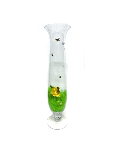 Blown Glass Vase with 925 Sterling Silver Applications 