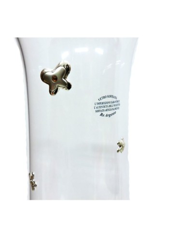 Blown Glass Vase with 925 Sterling Silver...