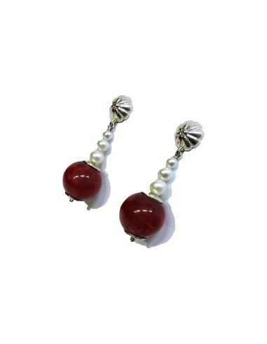 Orecchini in Argento 800 Pendenti Con Perline e...