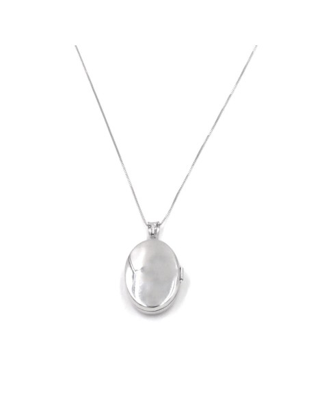 925 Sterling Silver Necklace with Oval Picture Frame Pendant 