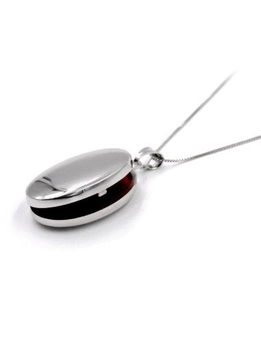 Collana con Ciondolo Portafoto Ovale in Argento...