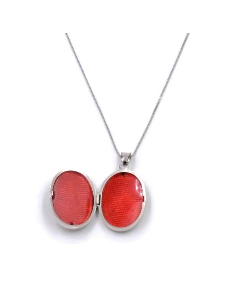 Collana con Ciondolo Portafoto Ovale in Argento 925 