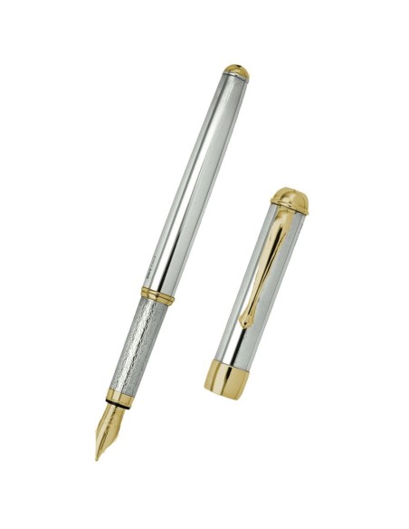 Penna Stilografica in Argento 925 con Dettagli Placcati Oro