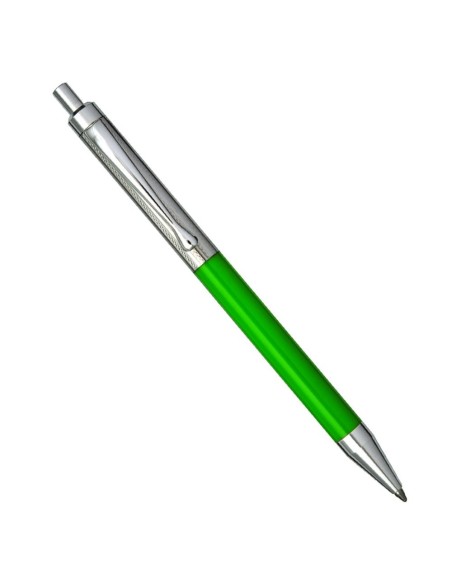 Kugelschreiber aus 925er Sterlingsilber und grünem Kunststoff