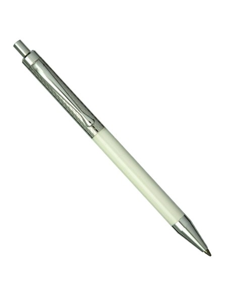 Penna a Sfera in Argento 925 e Plastica Bianca